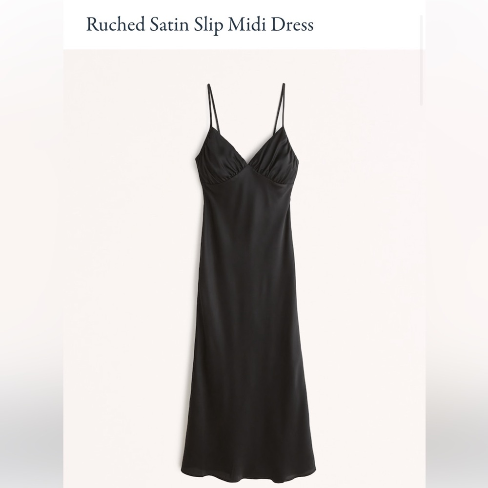 Brand new never worn black satin midi Abercrombie slip dress